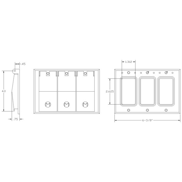 Mulberry Electrical Box Cover, 3 Gang, Rectangular, Aluminum, GFCI Duplex Receptacle 30473